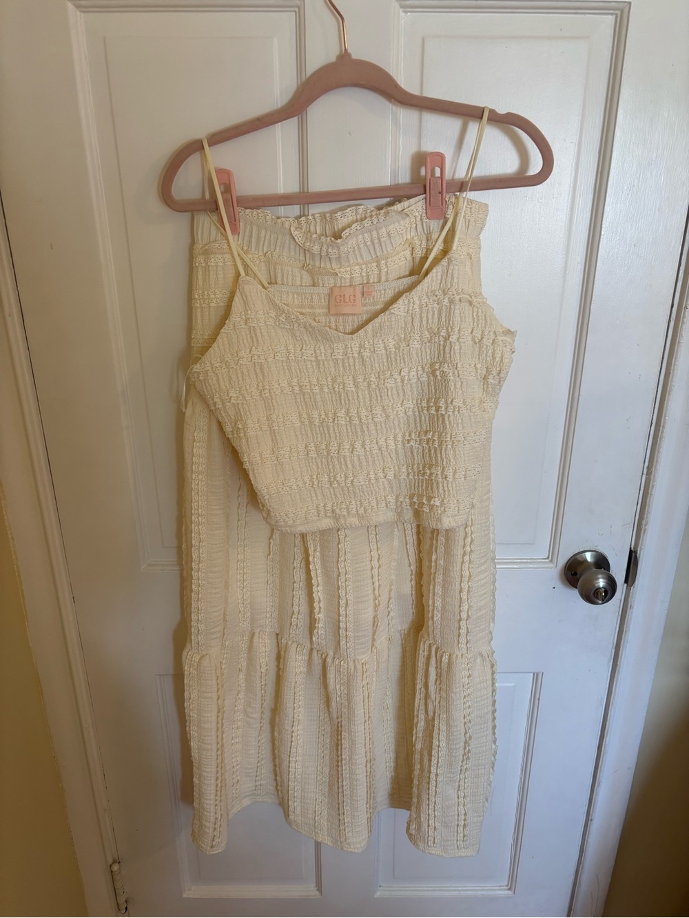 Cream Tiered Dress with Matching Top Size Large